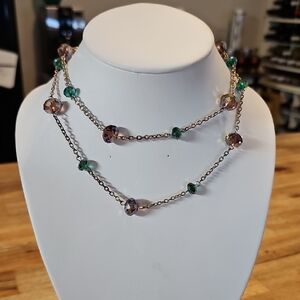Vintage Andara Crustal / Sea Glass Colorful Long Necklace.
